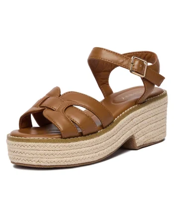 Sandale dama  maro, piele ecologica, cu platforma, stil boho