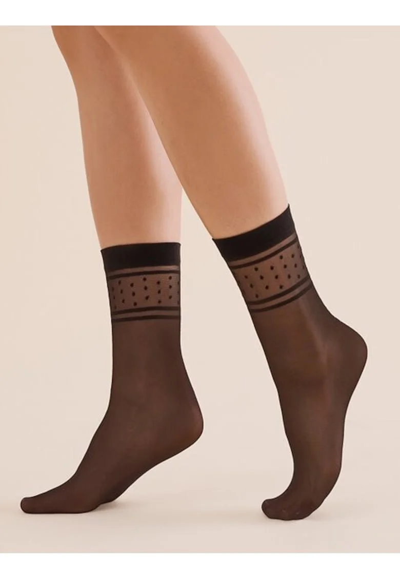 Sosete lycra negre cu model pe glezna  1198 Nebi 20 den, Negru