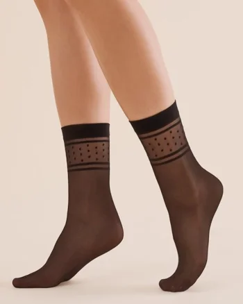Sosete lycra negre cu model pe glezna  1198 Nebi 20 den, Negru