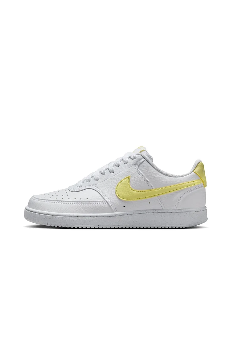 Pantofi sport Court Vision Low Next Nature din piele ecologica, Alb/Galben pai