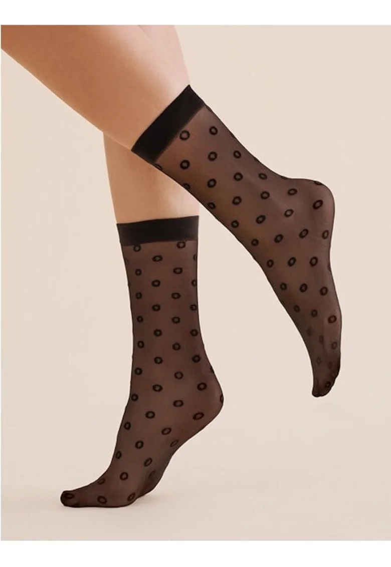 Sosete lycra negre imitatie plasa cu buline  1195 Peri 20 den, Negru