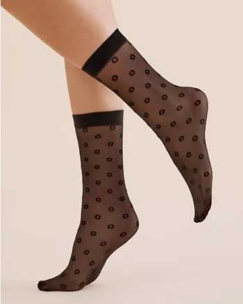 Sosete lycra negre imitatie plasa cu buline  1195 Peri 20 den, Negru