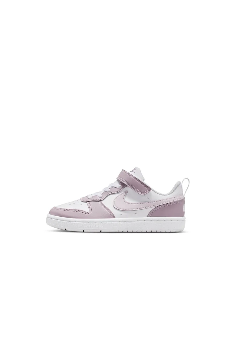 Pantofi sport Court Borough din piele ecologica cu inchidere velcro, Alb/Roz prafuit