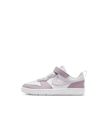Pantofi sport Court Borough din piele ecologica cu inchidere velcro, Alb/Roz prafuit