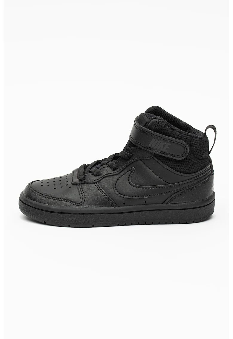 Pantofi sport mid-high cu insertii din piele Court Borough 2, Negru