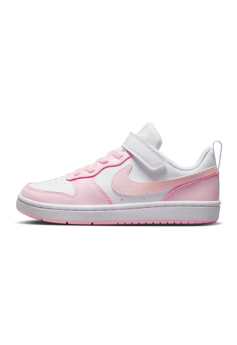 Pantofi sport Court Borough din piele ecologica cu inchidere velcro, Alb/Roz