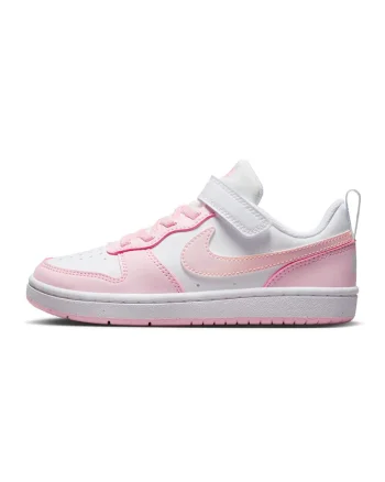 Pantofi sport Court Borough din piele ecologica cu inchidere velcro, Alb/Roz