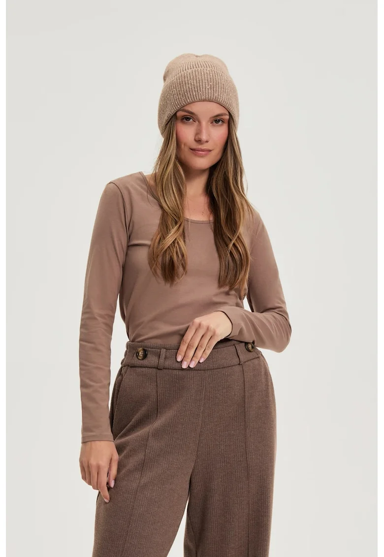 Bluza din bumbac maro deschis, Bej