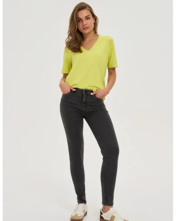 Tricou cu decolteu in V lime, Verde