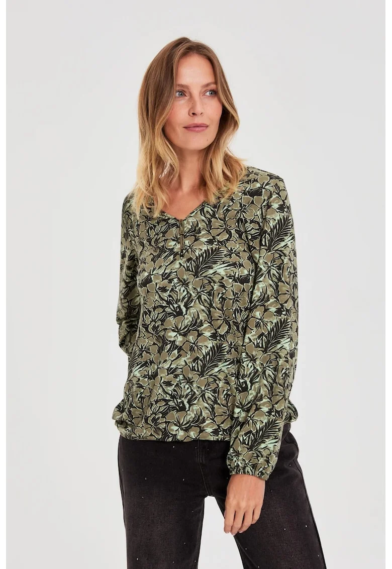 Bluza florala maslinie, Kaki