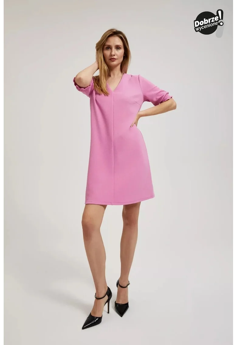 Rochie cu maneci scurte roz, Roz lucios
