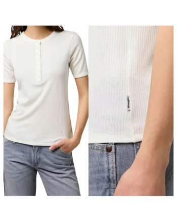 Tricou slim fit din bumbac si modal, Alb