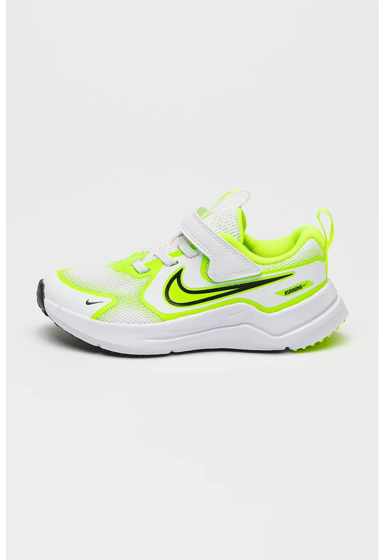 - Pantofi Cosmic cu inchidere velcro pentru alergare, Verde neon/Alb optic