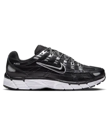 Pantofi sport barbati  P-6000, negru/alb, plasa/piele naturala, stil anii 2000