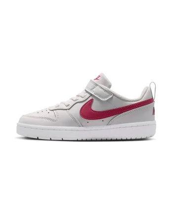Pantofi sport Court Borough din piele ecologica cu inchidere velcro, Alb/Roz zmeuriu