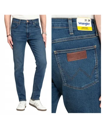 Blugi slim fit conici cu talie joasa Larston, Albastru