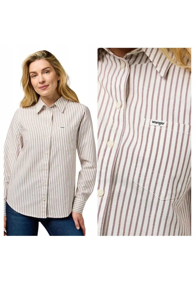Camasa regular fit cu dungi, 100% bumbac, Bronz