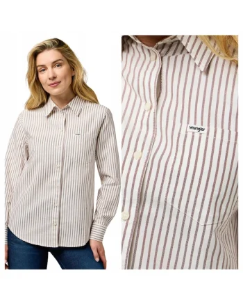 Camasa regular fit cu dungi, 100% bumbac, Bronz