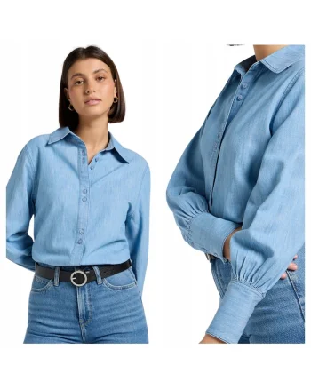 Camasa din denim, relaxed fit, 100% bumbac, Albastru