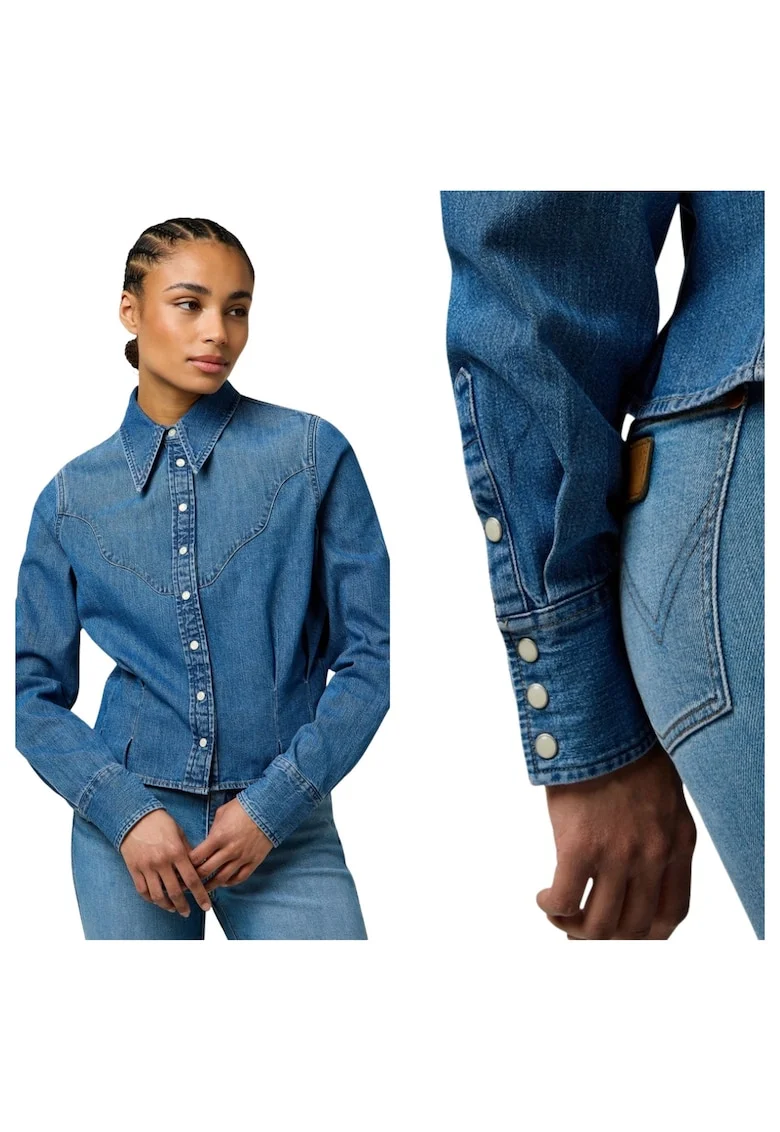 Camasa slim fit din denim, Albastru