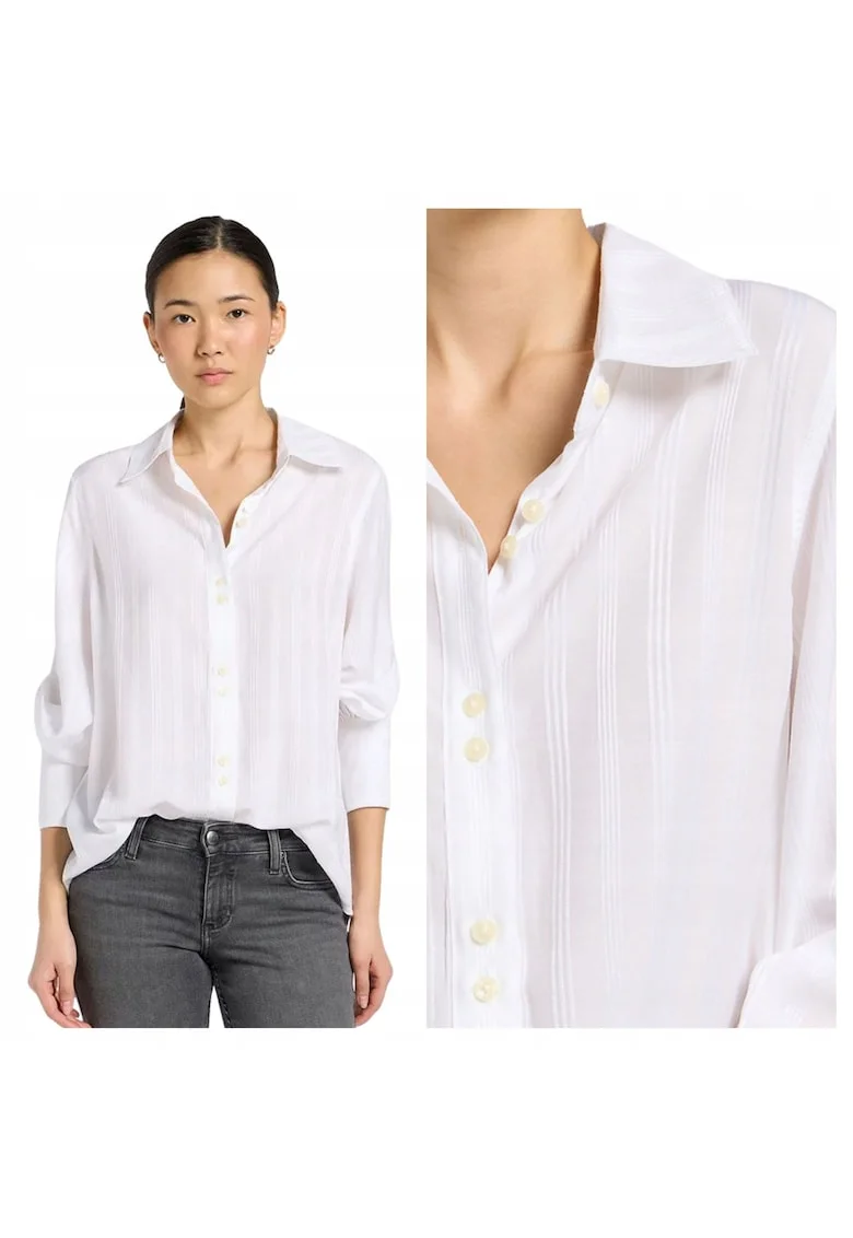 Camasa regular fit 56% Viscoza, 44% Poliester, Alb