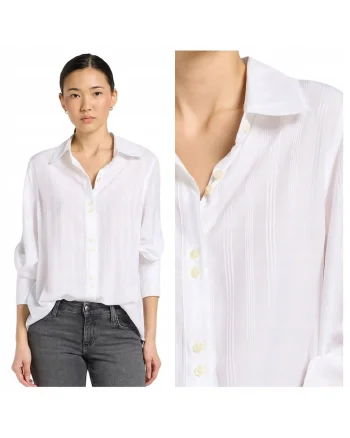 Camasa regular fit 56% Viscoza, 44% Poliester, Alb