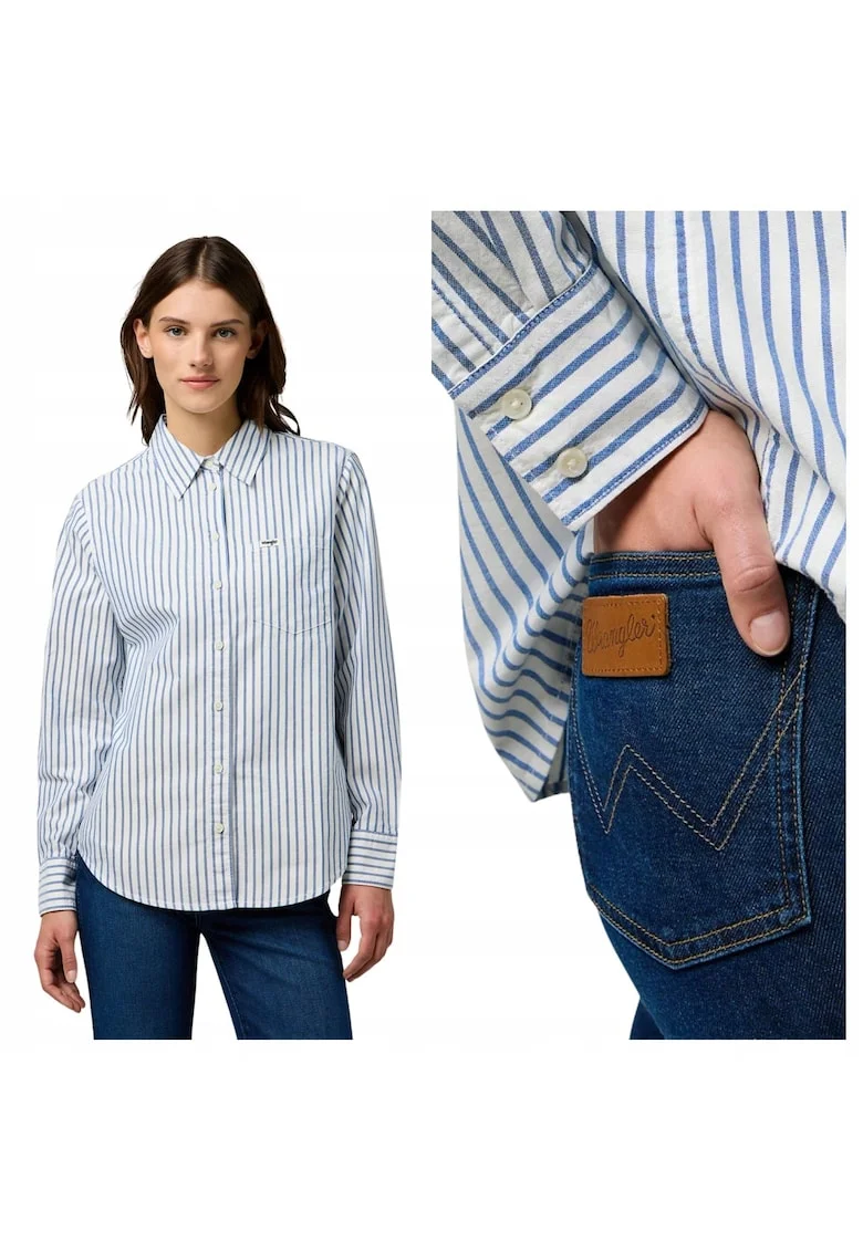 Camasa regular fit cu dungi, 100% bumbac, Albastru