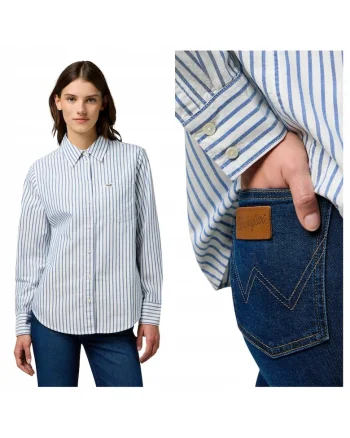 Camasa regular fit cu dungi, 100% bumbac, Albastru