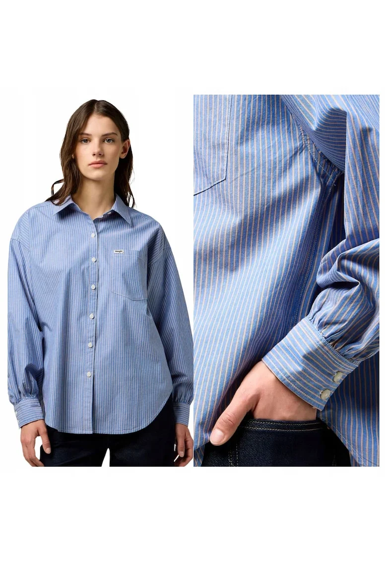 Camasa relaxed fit cu nasturi, Albastru