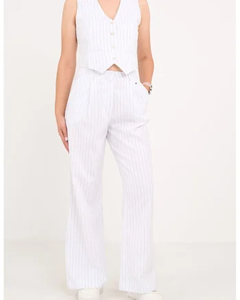 Pantaloni drepti cu dungi, Alb optic