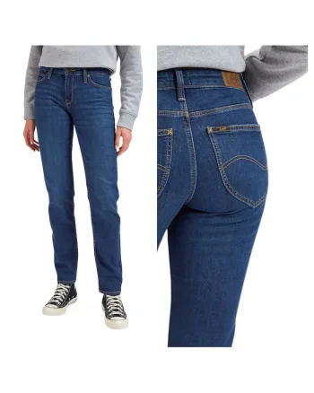 Blugi conici slim fit cu talie inalta Elly, Albastru