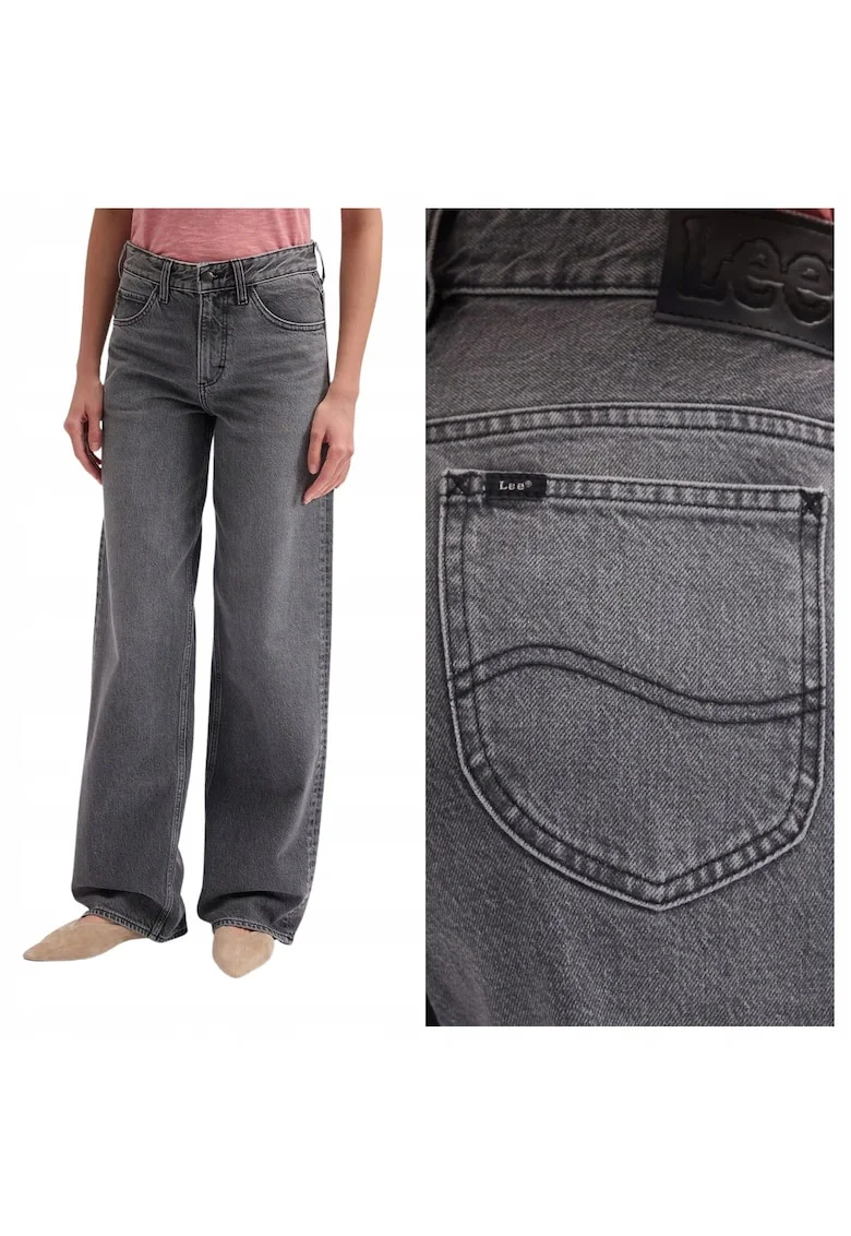 Blugi loose fit cu talie medie Rider, Gri