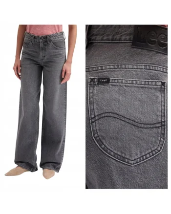 Blugi loose fit cu talie medie Rider, Gri