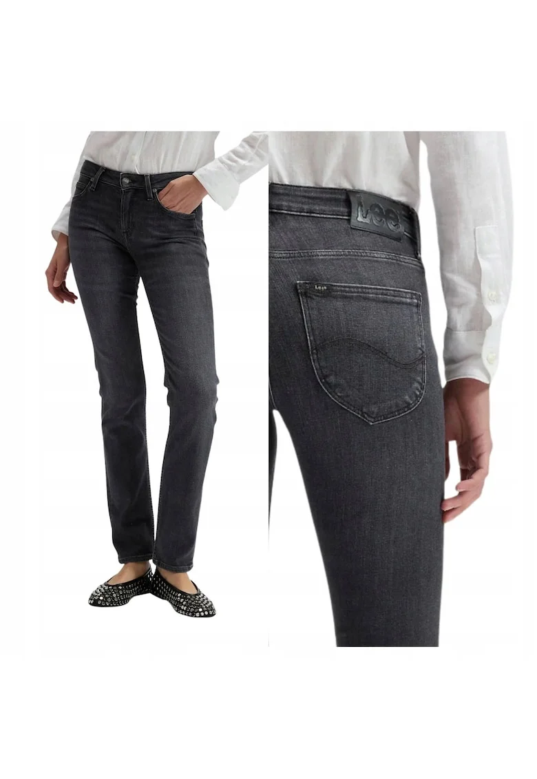 Blugi cu talie inalta si croiala slim Elly, Negru