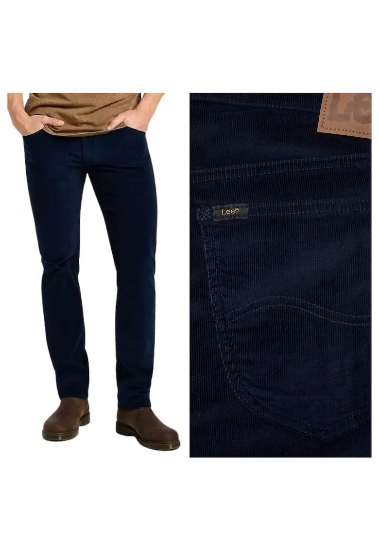 Pantaloni reiati regulari fit cu talie medie Daren, Albastru