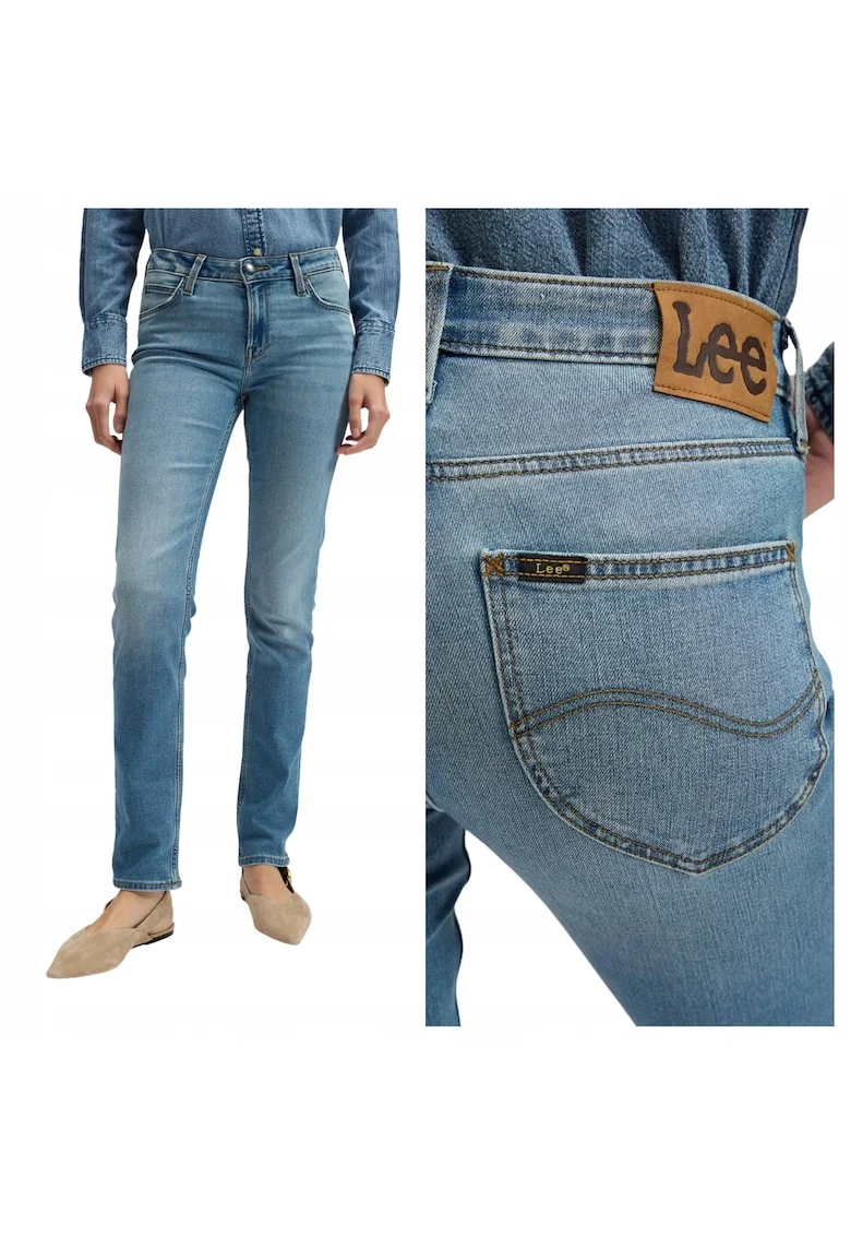 Blugi slim fit cu talie medie Elly, Albastru