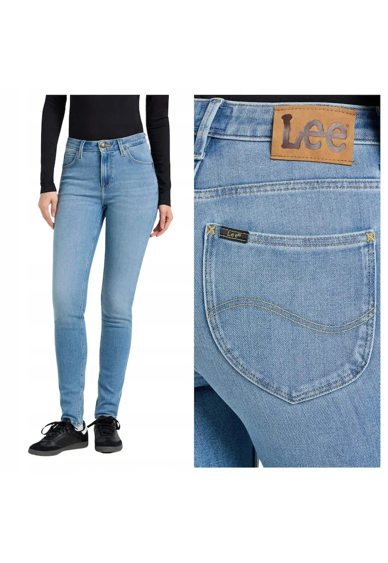 Blugi skinny cu talie inalta si fermoar Scarlett, Albastru