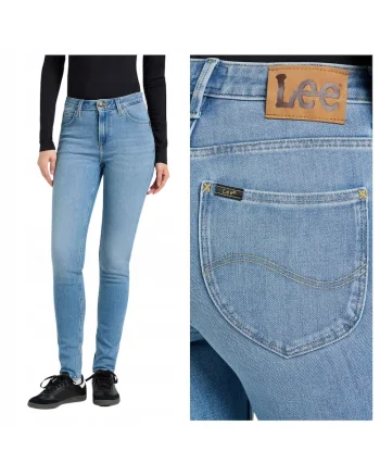 Blugi skinny cu talie inalta si fermoar Scarlett, Albastru