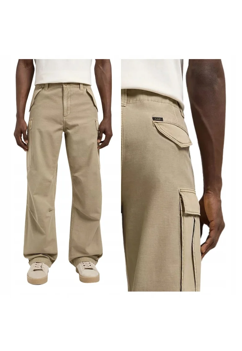 Pantaloni cargo drepti cu talie medie Kansas, Bej