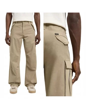 Pantaloni cargo drepti cu talie medie Kansas, Bej
