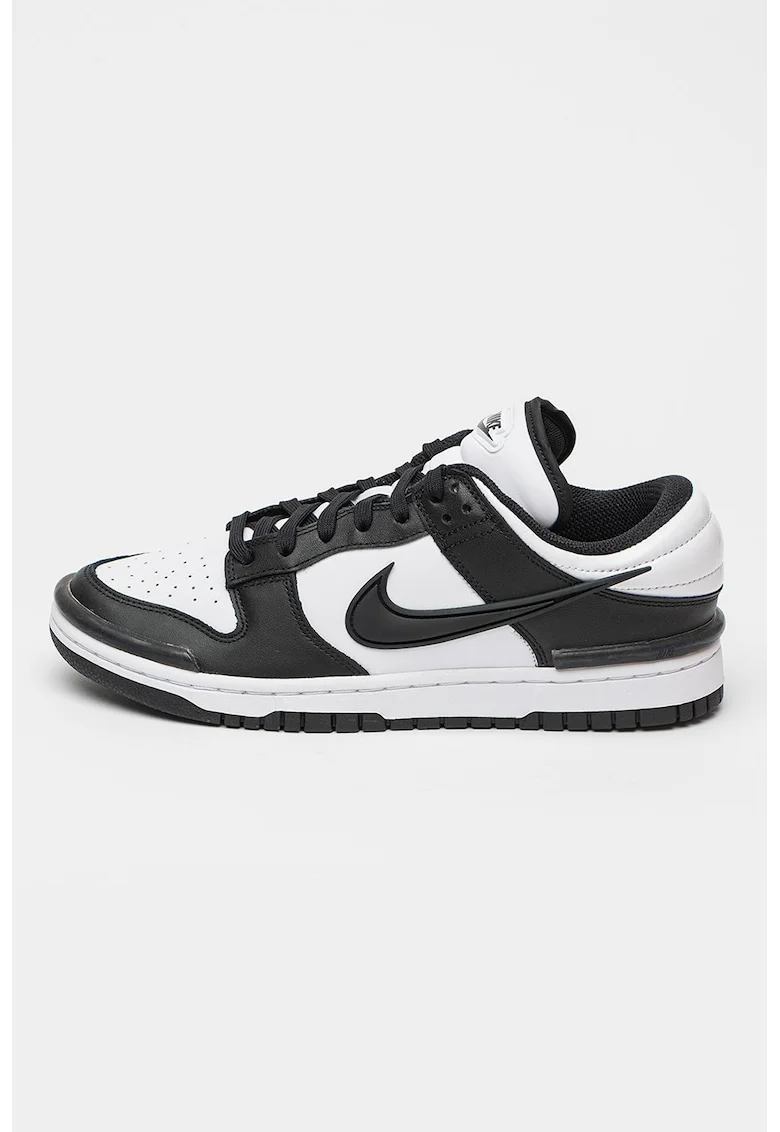 Pantofi sport din piele si piele ecologica cu detalii perforate Dunk Low Twist, Alb/Negru