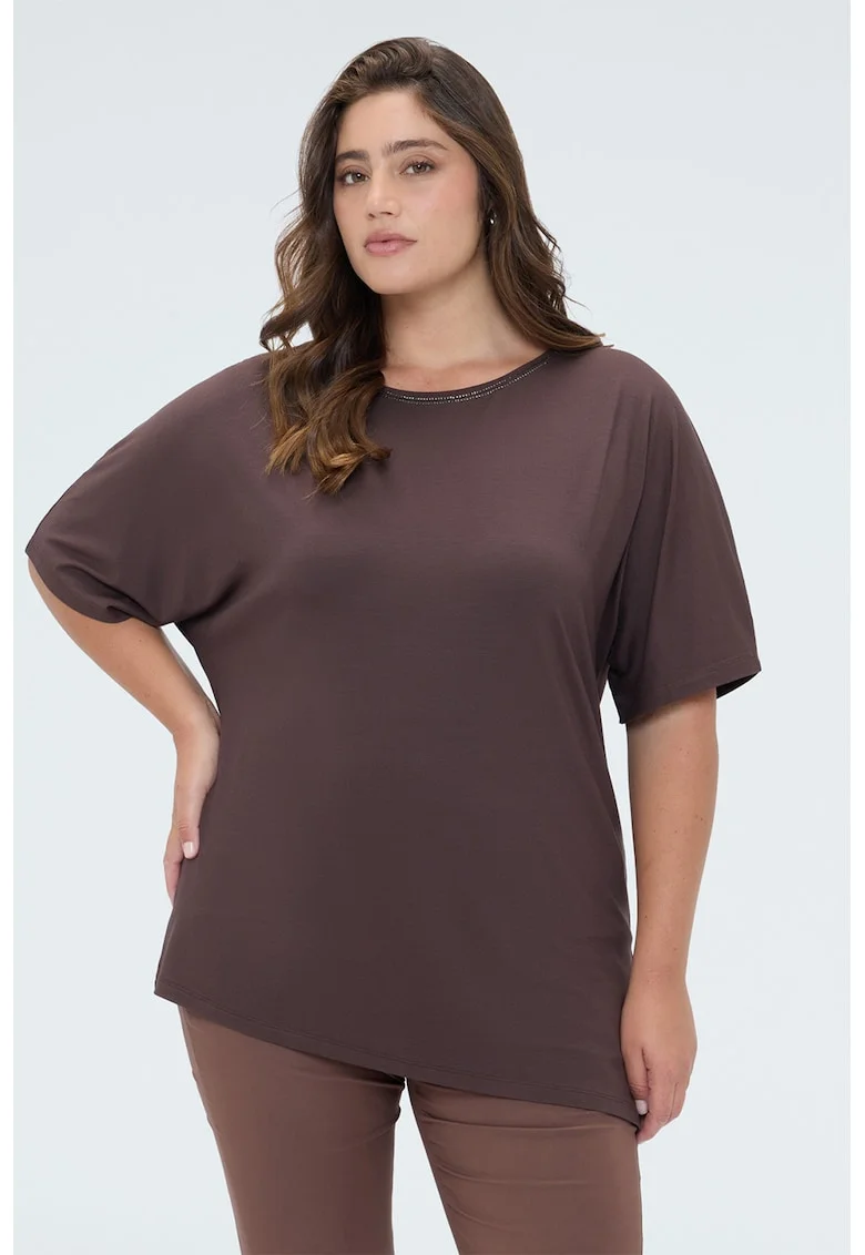 Tricou asimetric cu maneci medii, Maro inchis
