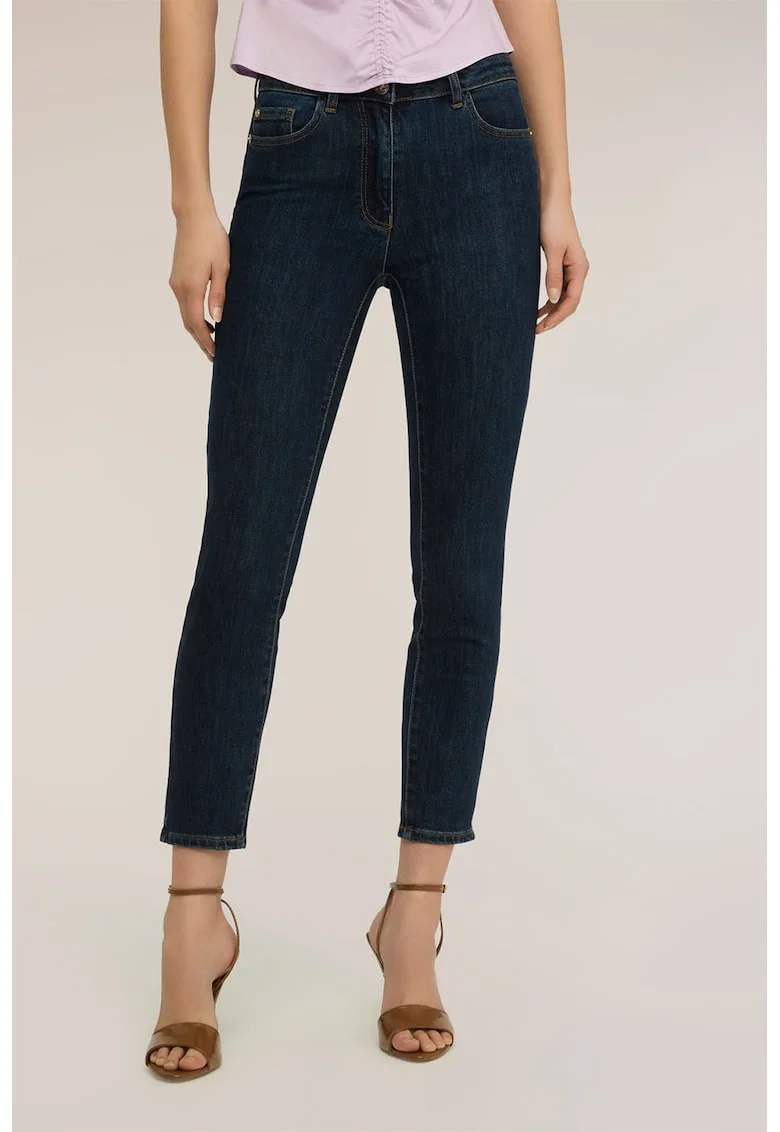 Blugi crop skinny, Albastru inchis