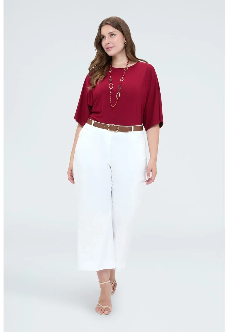 Pantaloni crop cu croiala ampla, Alb optic