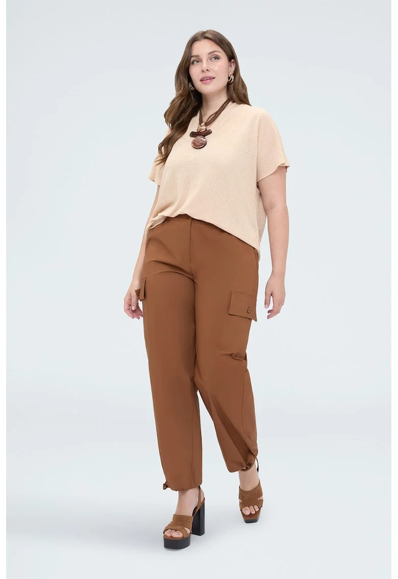 Bluza lejera cu decolteu in V, Bej
