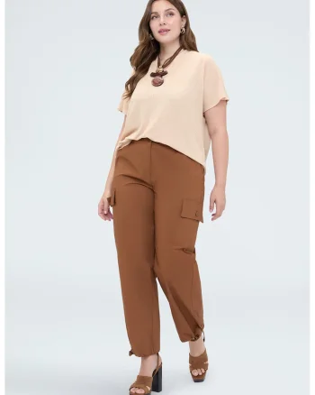 Bluza lejera cu decolteu in V, Bej