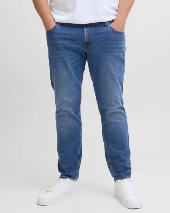 Plus Blugi Glenn, barbati big sizes, cu talie joasa si croiala Slim Fit, Abastru, L32, Albastru