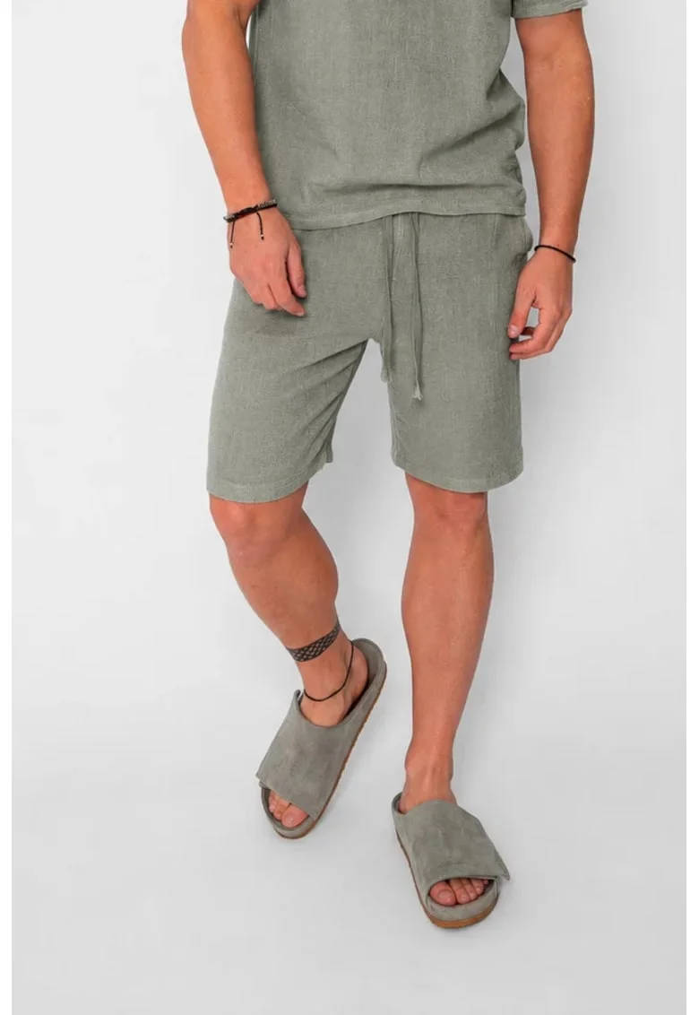 Pantaloni scurti tricotati Dark Olive 21171, Verde masliniu inchis