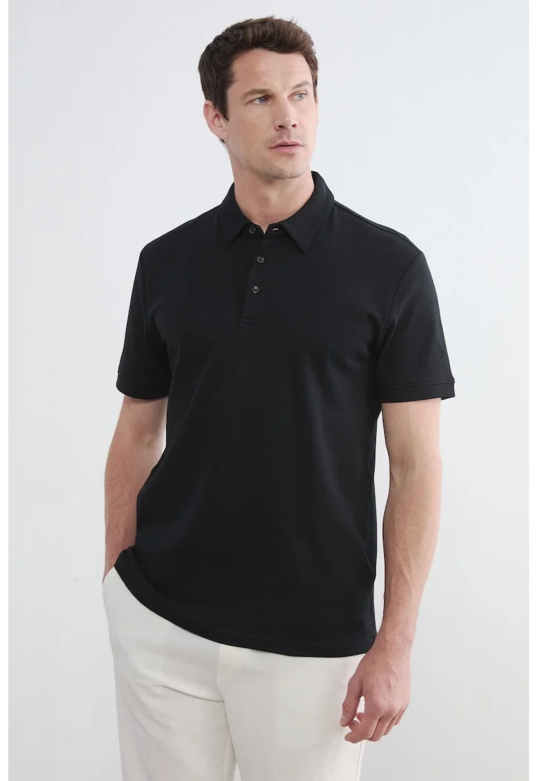 Tricou polo de bumbac, Negru