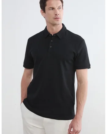 Tricou polo de bumbac, Negru